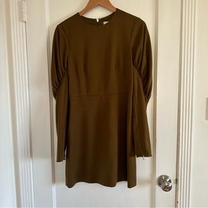 Tibi Florence gathered sleeve twill mini dress sz 4